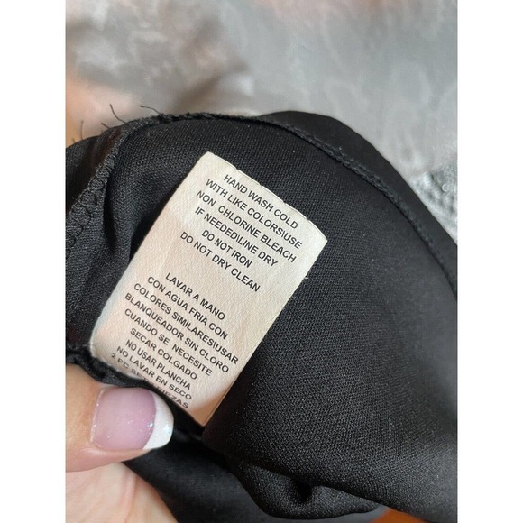 SLNY Black Metallic Silver Floral Lace Fringe FLAPPER MIDI Dress Sz 8 - Picture 7 of 8